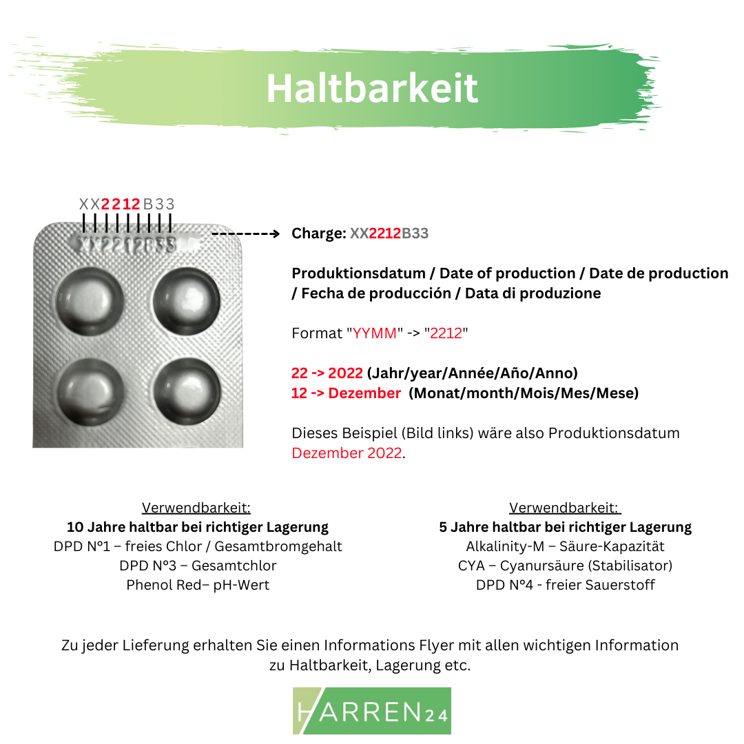 Test-Tabletten PHOTOMETER für pH-Wert und freies Chlor je 100 Stück DPD1 + Phenol Red