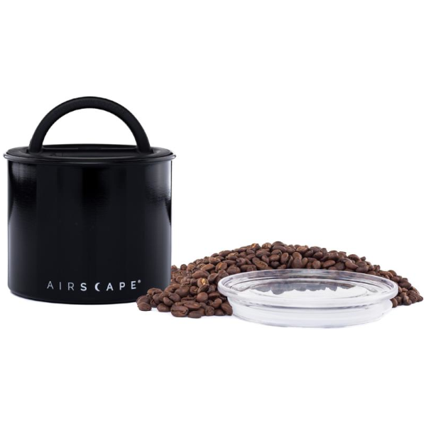 Airscape® Kaffeedose Aromabehälter luftdicht vakuum 250g Bauwollbeutel schwarz glänzend