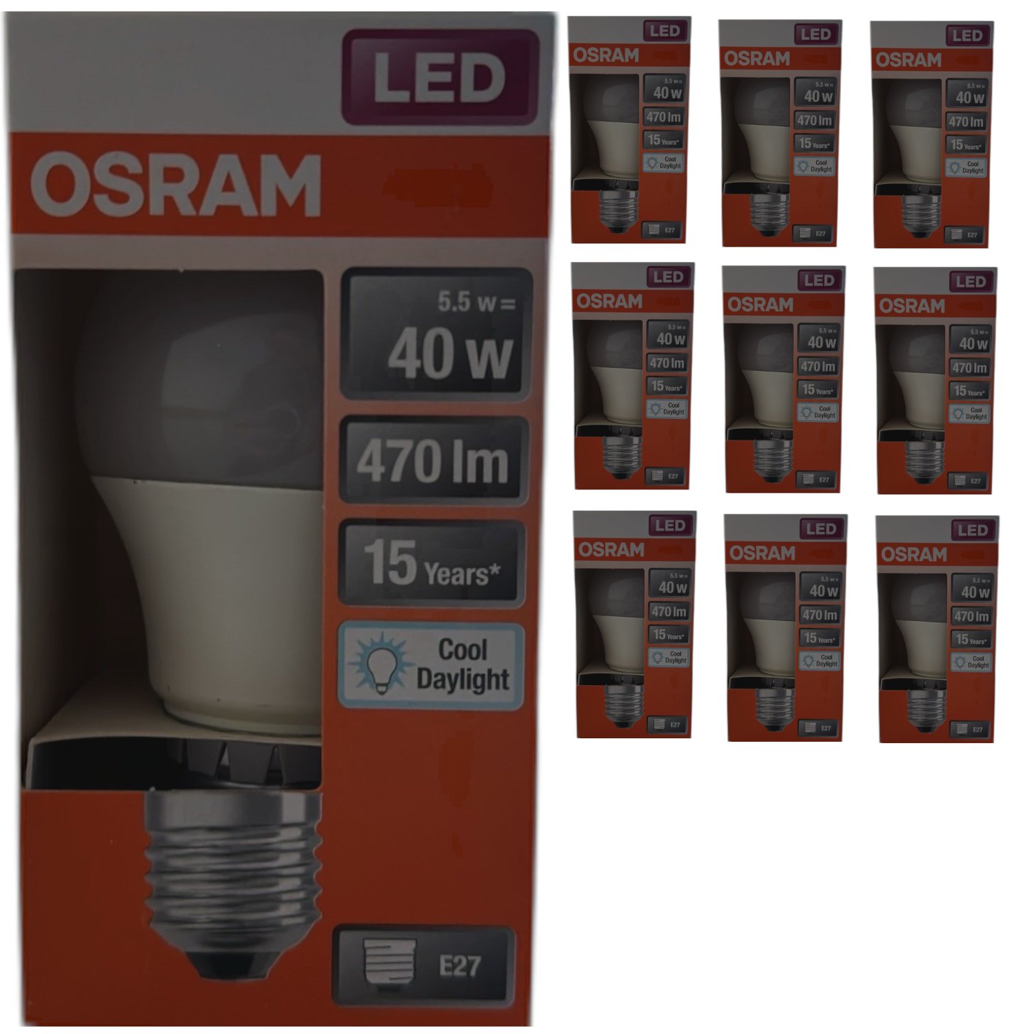 10x Osram LED Star Classic A40 470lm E27 40W cool Daylight (6500K) Tageslichtweiß