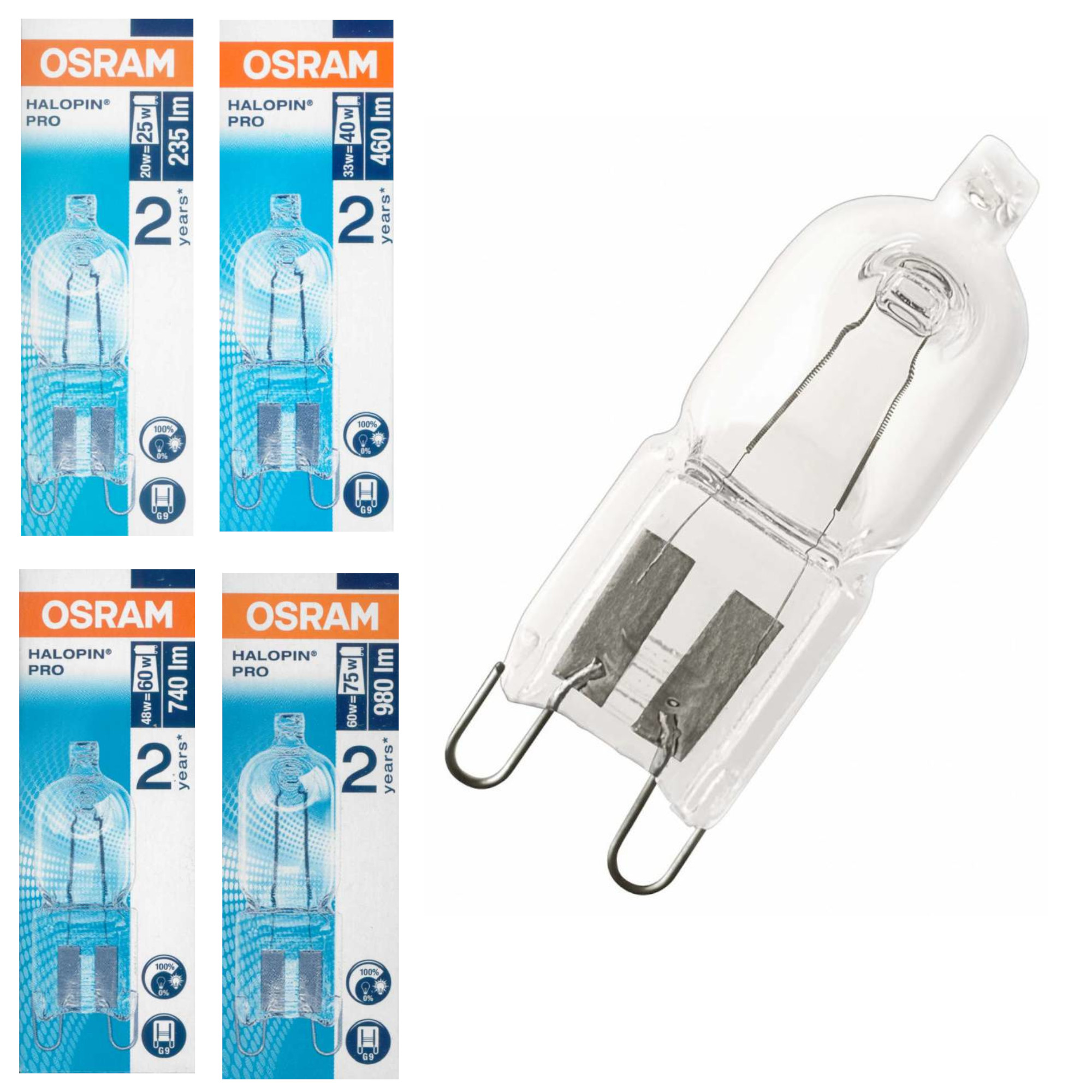 2x Osram Halogenlampe Halopin PRO 66720 G9 230V 20W 235lm 20kWh/1000h